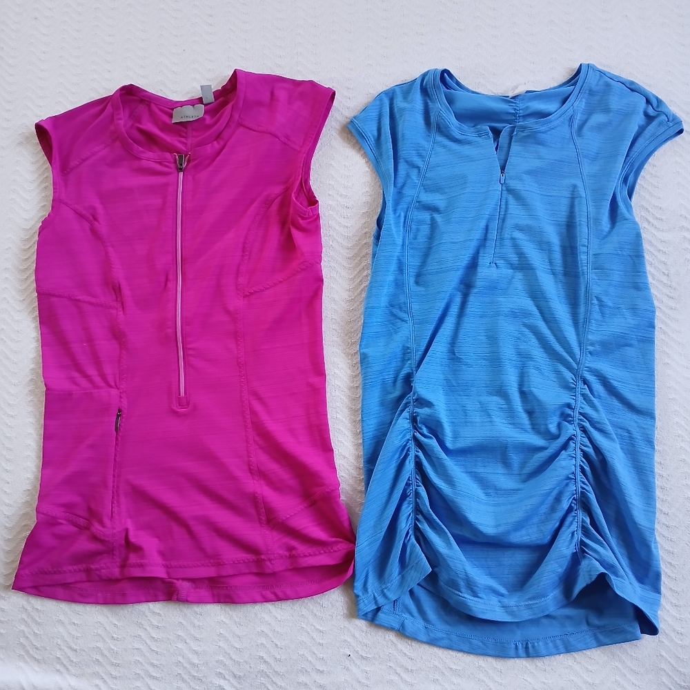 athleta ♡ 2 pacifica tops xs blue pink active gym summer athleisure workout